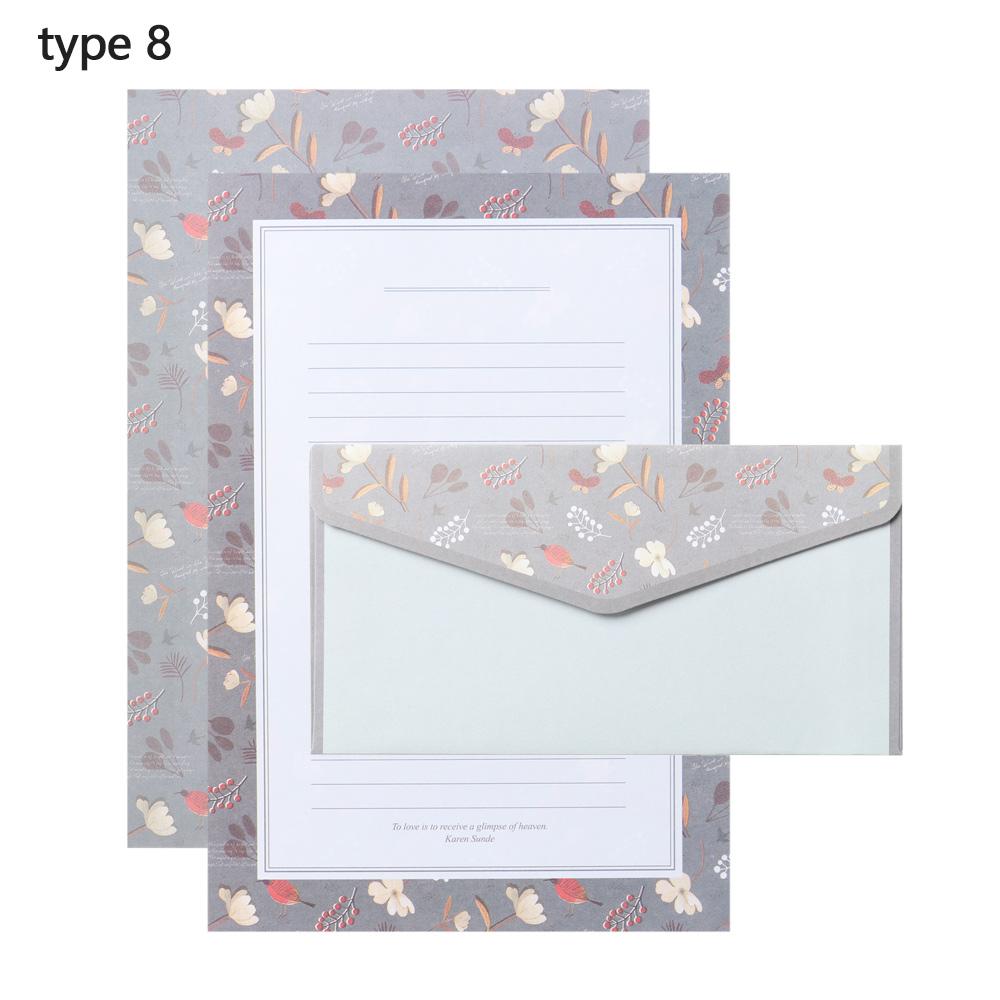 Винтажная цветочная писчая бумага для печати 6 шт. разного дизайна, канцелярские товары для писем с 3 конвертами