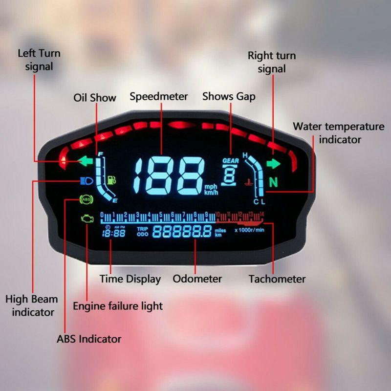 Waterproof Tachometer Speedometer Motorcycle Universal LED Digital Dashboard Km/h MPH Odometer Meter Motor Gauge with Sensor