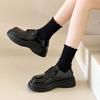 Platform Loafers 2025 Spring New Retro Versatile Black Lace-up Small Leather Shoes College Style Mary Jane Single Shoes
