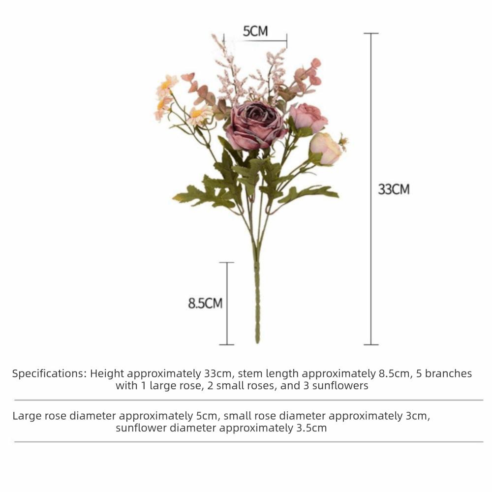 Multicolor Simulation Rose Flower Silk Petals Faux Floral Bouquet Fake Flower Bride Bouquet