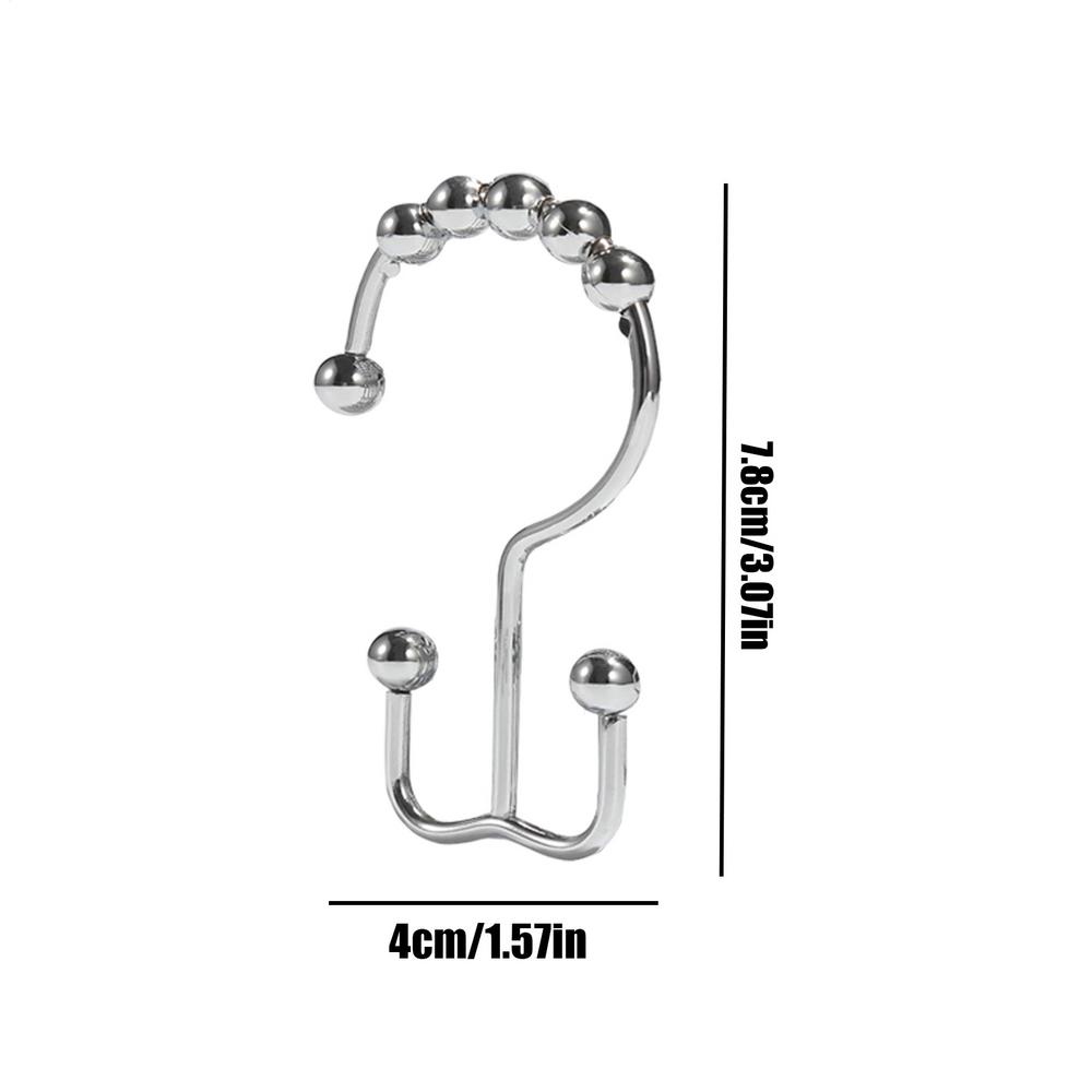 Metal Shower Hooks 12 Pieces Double Glide Drapery Rings Shower Rings Rust Proof For Home Window Closet Bathroom Hotel Dorm Gym