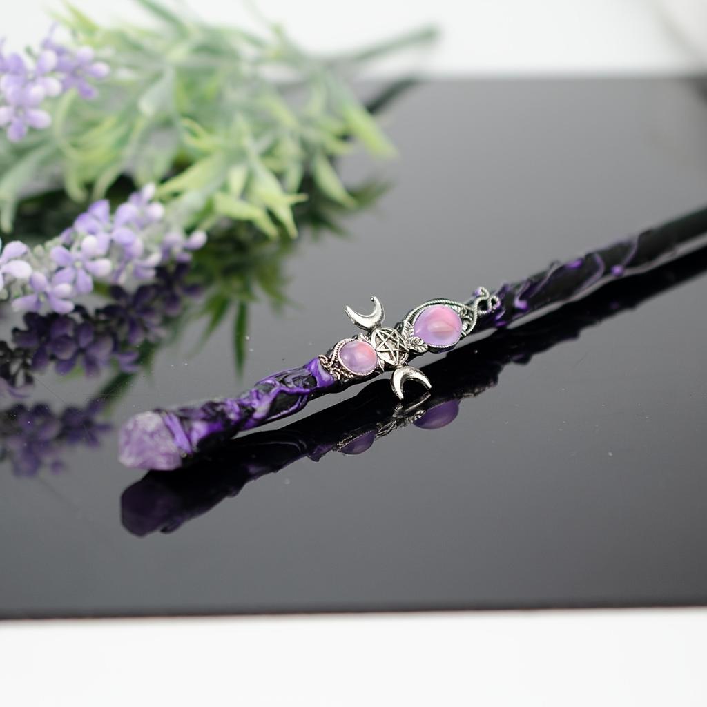 Witch's wand, magic staff, irregular natural stone fairy wand, banishes dark spells, sacrificial altar supplies