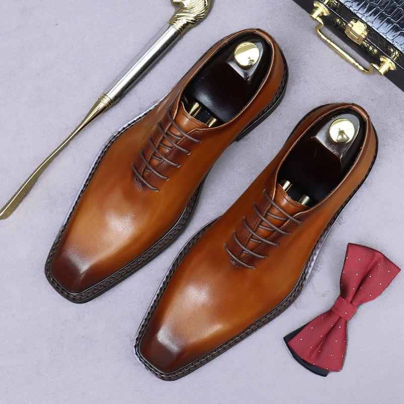 Fashion New Men's Handmade Genuine Leather Shoes Oxford Laser Carved Business Party Shoes Men's Shoes Italian Formal Shoes 37-46