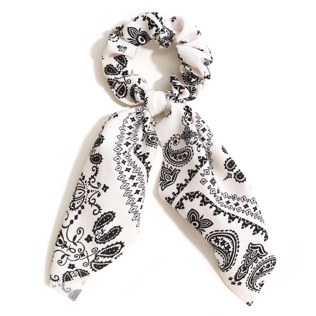 1/2Pcs Satin Leopard Print & Paisley Hair Scrunchie & Hair Accessory Set Hair Ties Ponytail Holders Hair Elastics Hair Bands