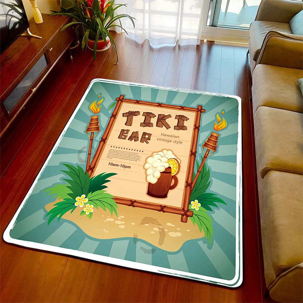 Коврики для пола Tiki Bar Aloha Hawaii Гавайская вечеринка Летний пляжный бар Паб Украшение Коврик для двери Плюшевый нескользящий коврик для стула