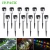 10PCS Garden Outdoor Stainless Steel LED Solar Landscape Lights Yard Lamp