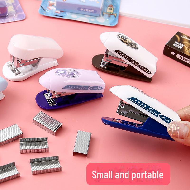 Portable Mini Stapler Set - Cute Cartoon Design for Students