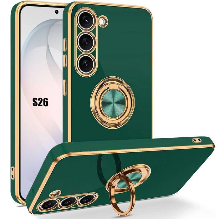 Coque pour Samsung Galaxy S26, Protection Antichoc Anti-Rayures Slim avec Anneau Rotatif Vert Nuit