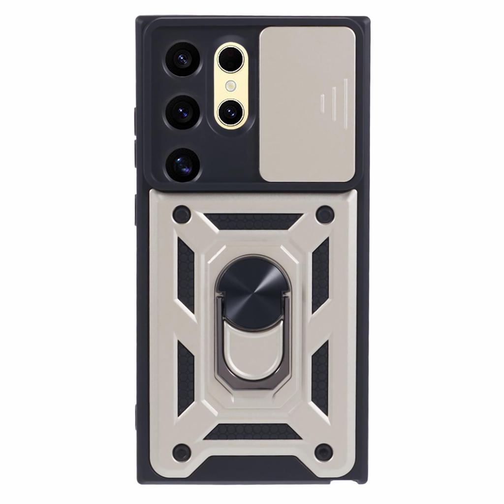 Для Samsung Galaxy S24 Ultra Чехол-подставка с защитой линз и выдвижным объективом