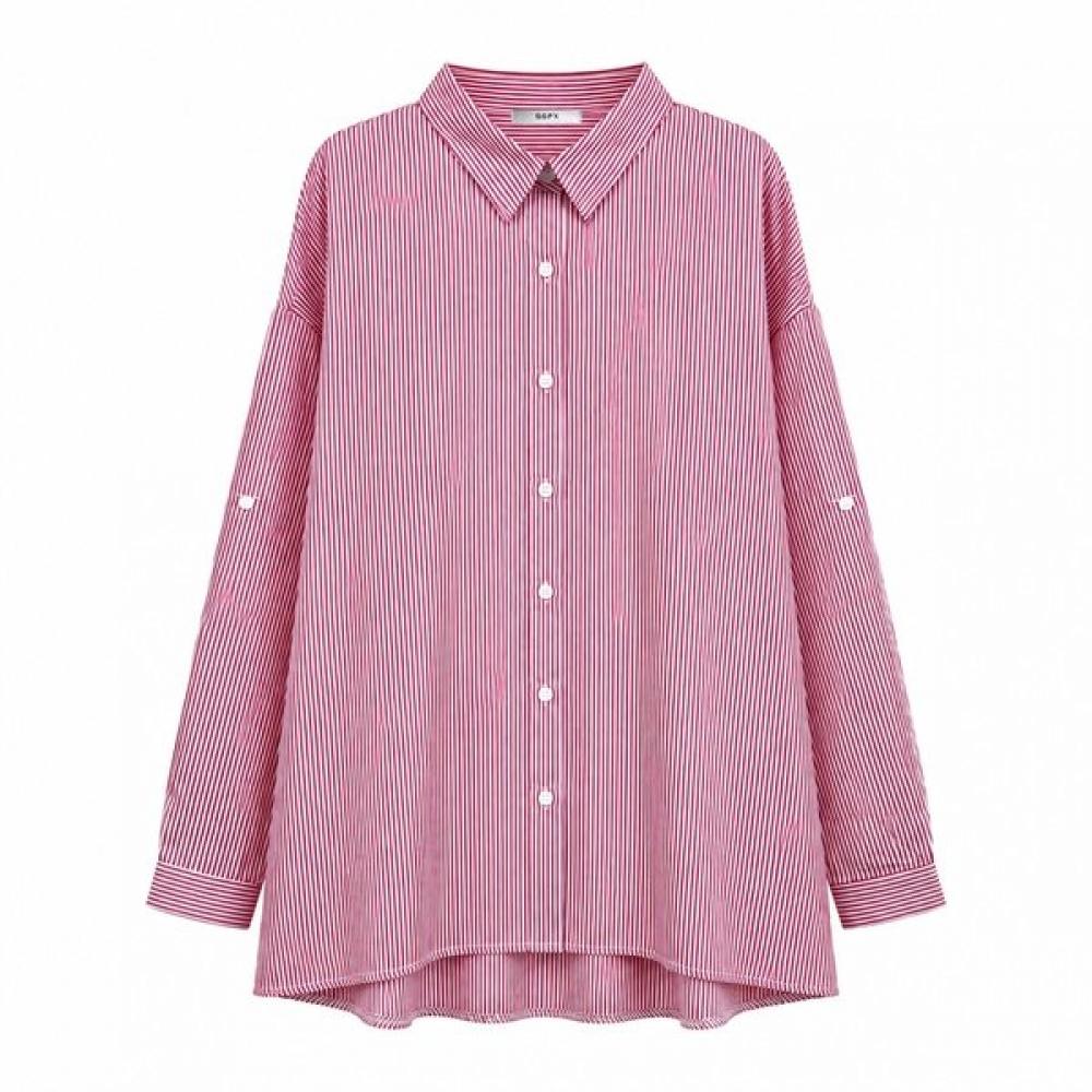Ggpx New York Men Stripe Roll Up Asymmetrical Shirt Gq8sh052f