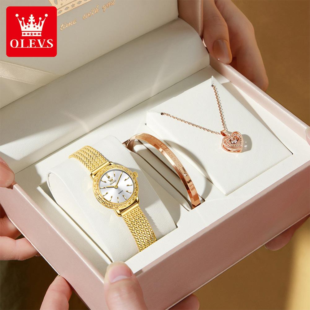 OLEVS 5643 Original Brand Women's Watch 30M Waterproof Stainless steel Strap Elegant Ladies' Watch Set