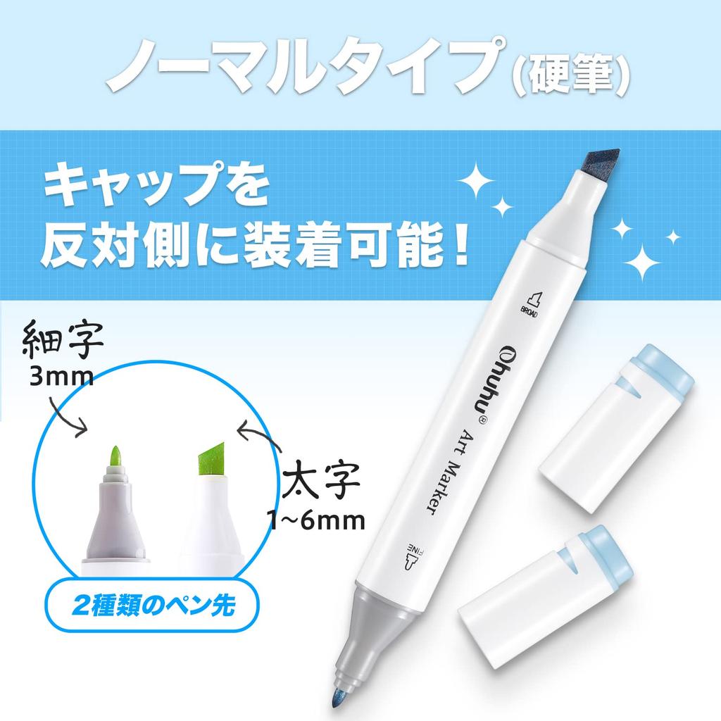 Ohuhu Иллюстрация 160 161 Толстые и тонкие профессиональные маркеры для блендерного искусства, Художественные материалы, Маркеры серии Oahu, Цвета, Ручки, Концы, Иллюстрация,