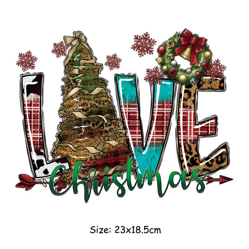 Рождественская нашивка «Любовь» для одежды, сделай сам, художественные ремесла, теплопередача, наклейки для одежды, толстовки, джинсы, Parches Ropa DIY Parches, Рождество