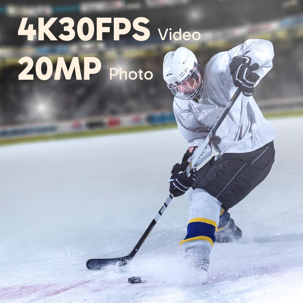 AKASO Brave 4 Pro Экшн-камера 4K 40M с пультом 5X и носимым креплением, 20 Мп, WiFi, Стабилизация изображения, Подводная, Водонепроницаемая, Управление/Микрофон, Зум, (черный)