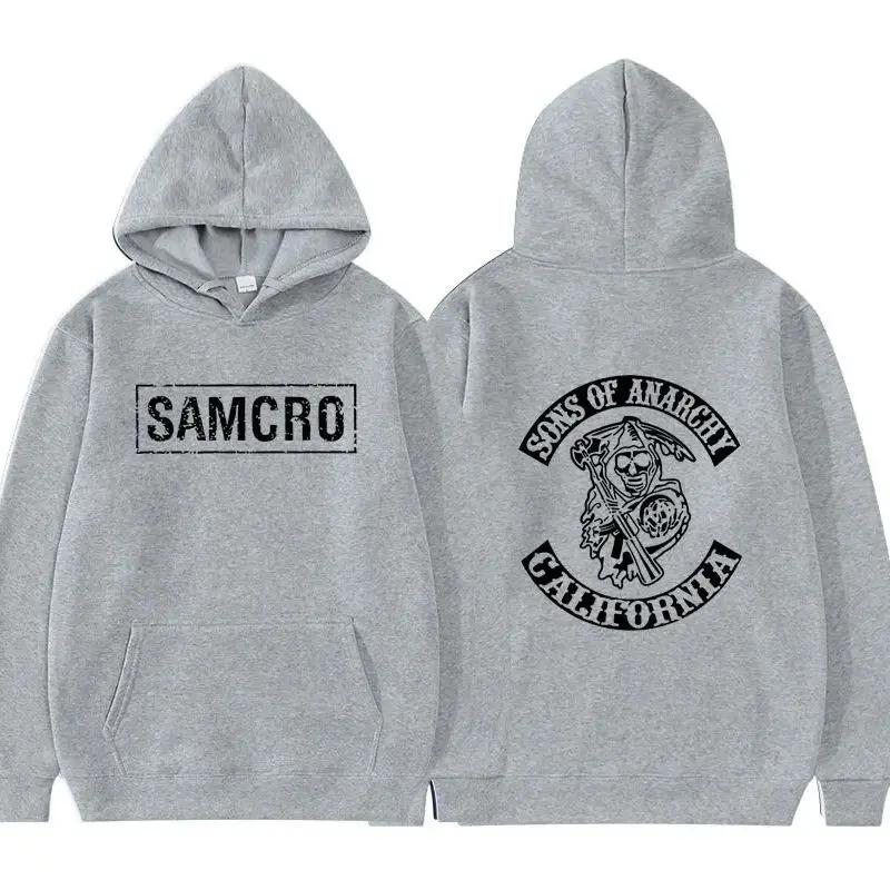Сыны Анархии SAMCRO Двусторонний Принт Уличная Одежда Мужчины Женщины Харадзюку Дизайн Бренда Худи Мужские Оверсайз Уличные Y2K Худи Свитшот
