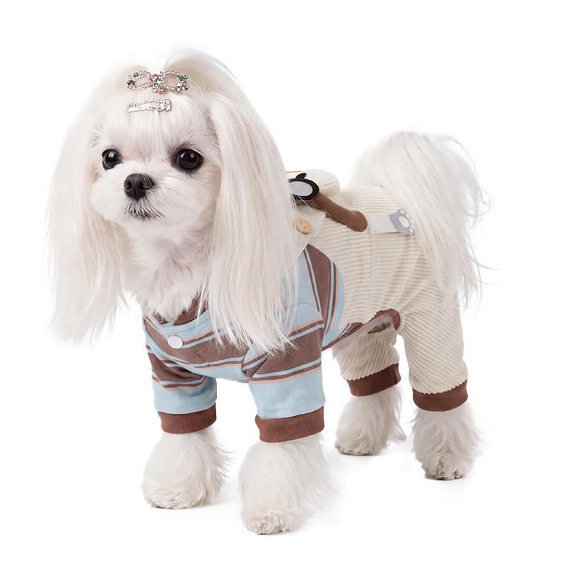 Corduroy Two-Piece Harness Pants Dog Jumpsuit Warm Winter Outfit Small Medium Breeds Like Bichon Frise