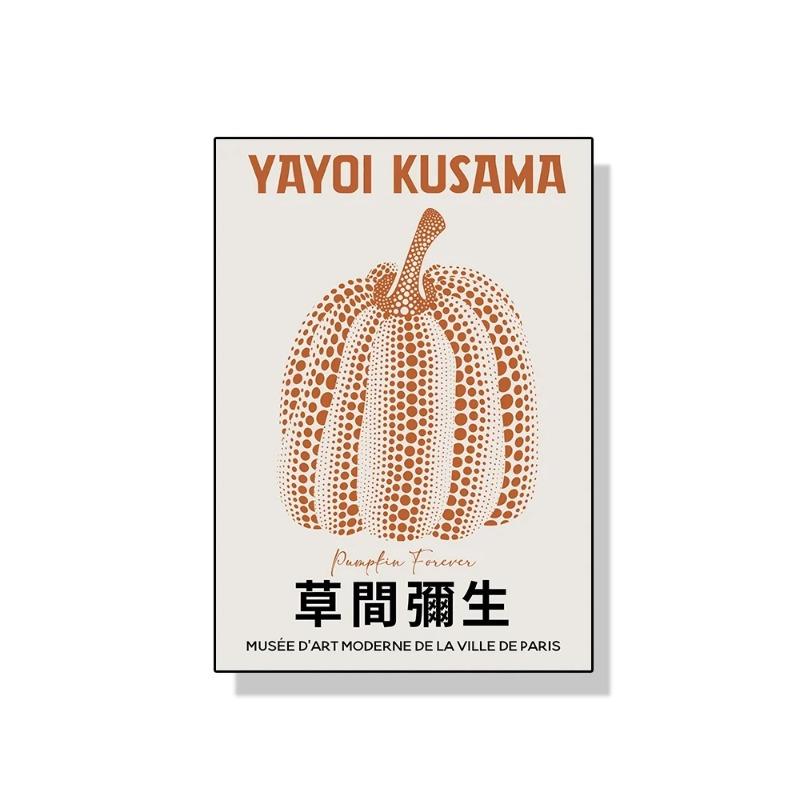 Yayoi Kusama Art Exhibition Pumpkin Flower Wall Art Poster Prints Abstract Canvas Painting Picture for Modern Room Home Decor