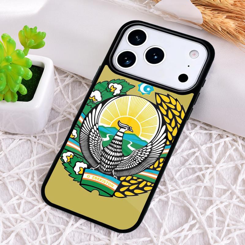 Чехол для телефона с эмблемой национального флага Узбекистана для iPhone 17 Air 16 15 11 12 14 13 Pro Max Ударопрочный чехол