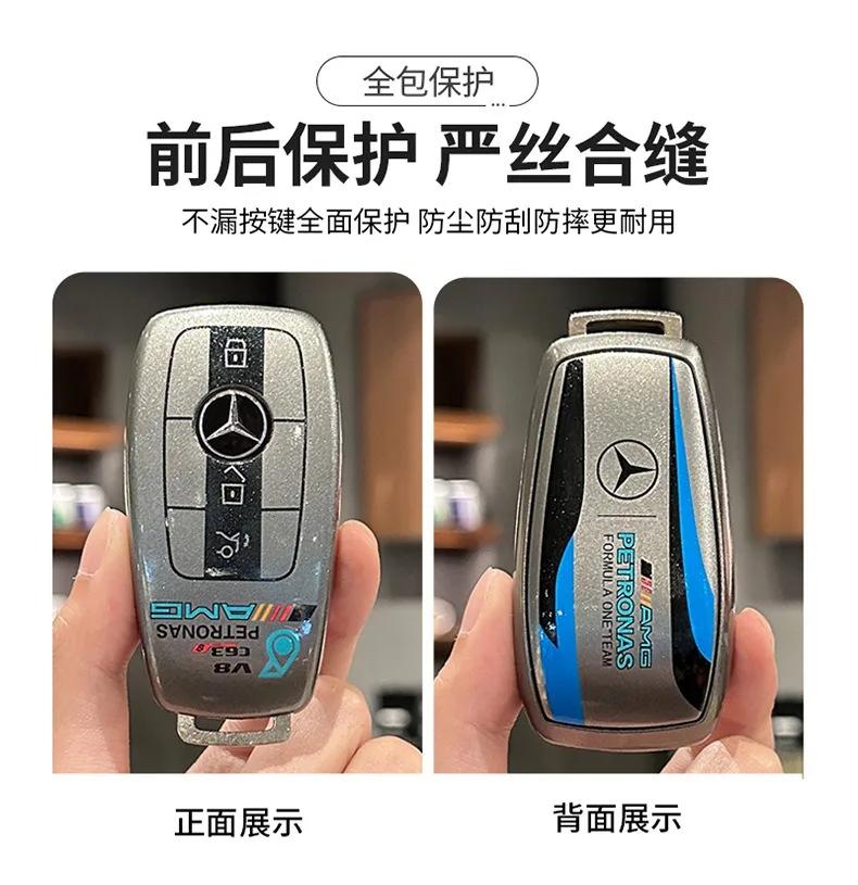 Grey TPU Car Remote Key Case Cover Shell Bag For Mercedes Benz A C E S G Class GLC CLE CLA GLB GLS W177 W205 W213 W222 X167 AMG RW7
