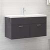 VidaXL Sink Cabinet High-gloss Grey 90x38.5x46 Cm Chipboard