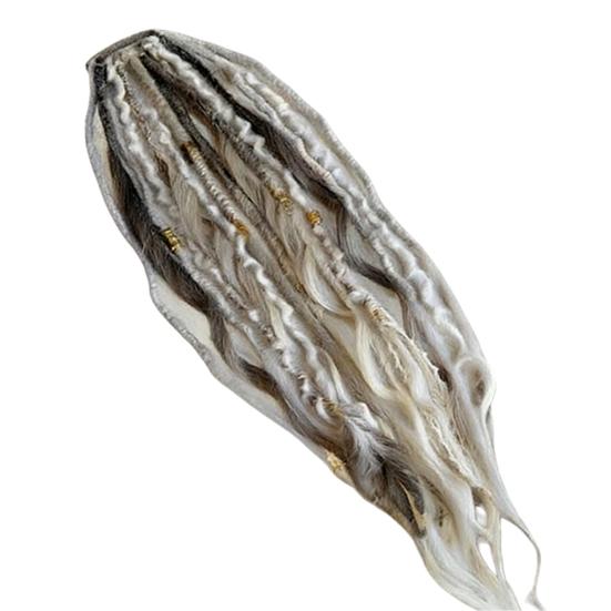 Бохо Плетеное наращивание хвоста с резинкой для волос Легкие заплетенные вручную косы Наращивание волос Женщины Мужчины Длинный Викинг Дреды Бусины Наращивание хвоста