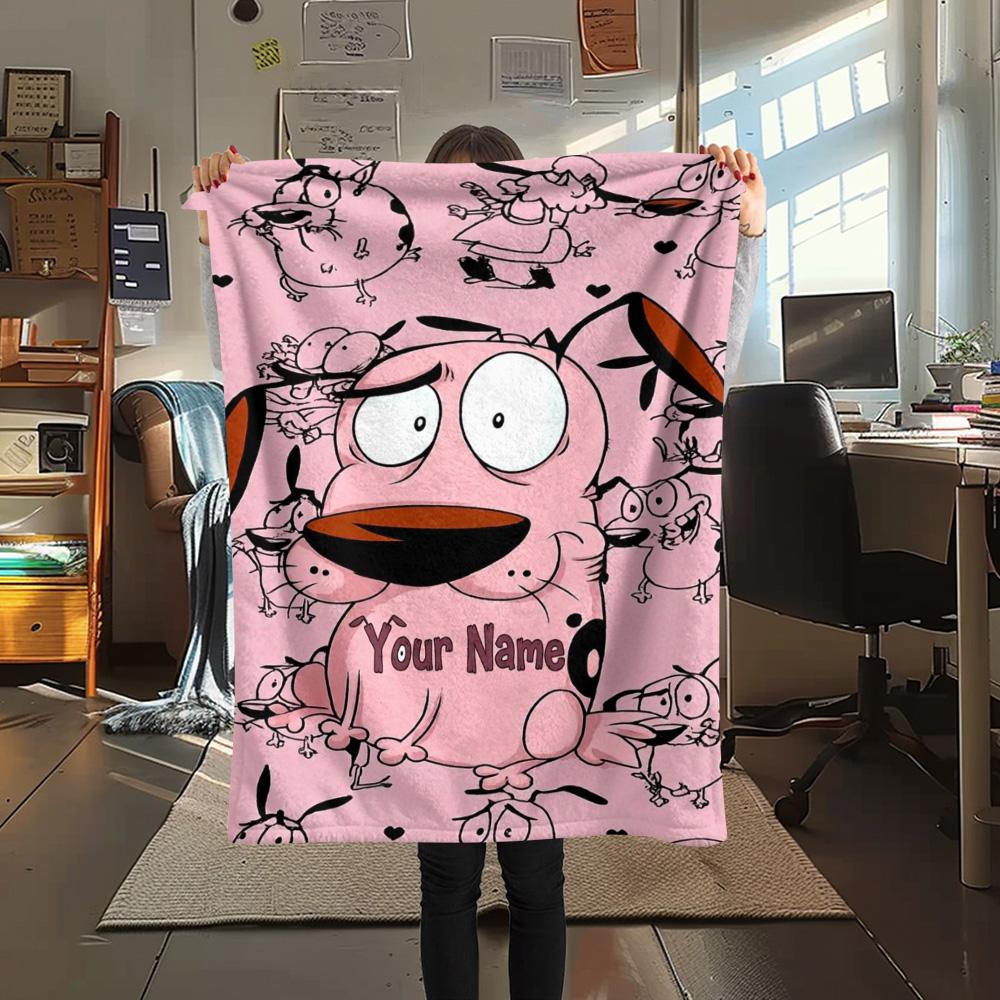 1PC Pink Bunny Galaxy Custom Name Patterned Flannel Blanket Suitable For All Seasons For Home Decor Warmth And Comfort Gifts Holiday Present
