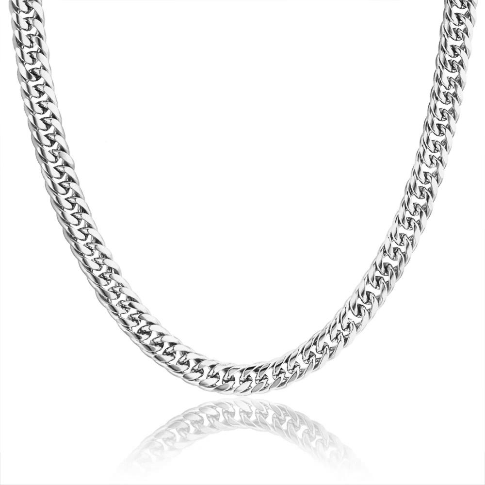 9 мм Позолоченные Массивные Цепи Miami Cuban Link Ожерелья Хип-Хоп Толстые Серебристого Цвета Нержавеющая Сталь Тяжелые Цепи Для Мужчин Украшения