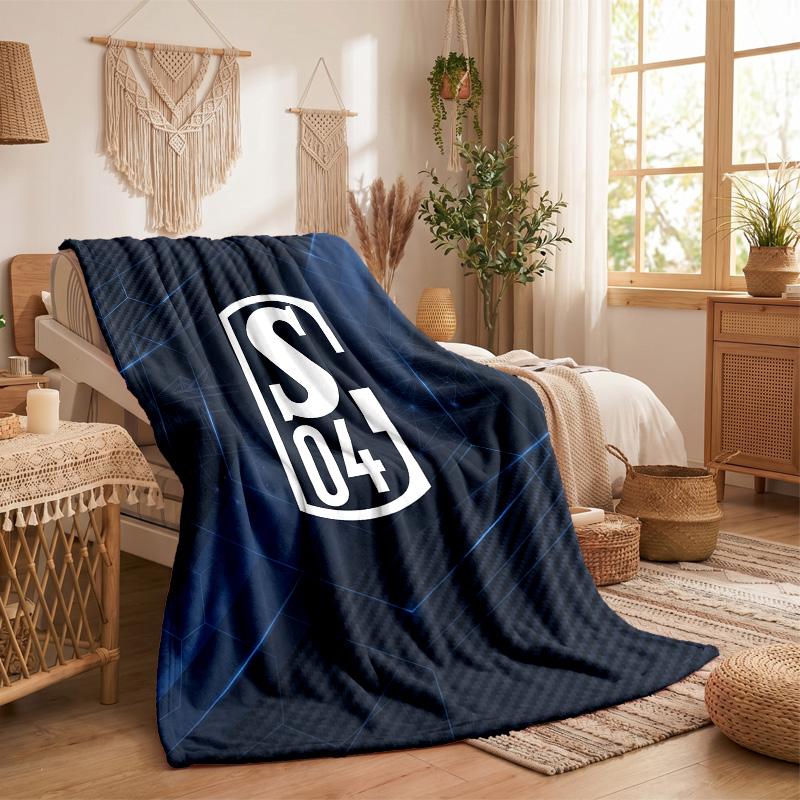 Schalke 04 Theme Fleece Blanket Cozy Soft Plush Blanket For Bedroom Couch Travel
