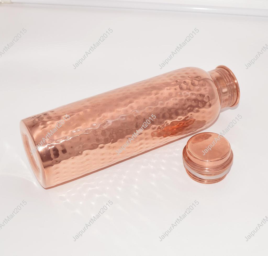 Pure Copper Bottle for Drinking Water - Indian Handmade Ayurveda and Yoga Health Benefits Water Bottle Copper Anniversary Gift - 32 Oz