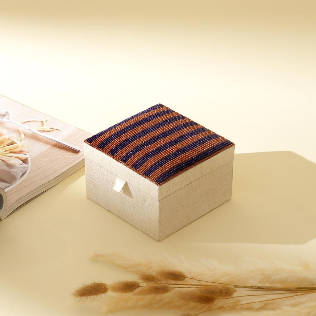 Classic Charm Beaded Keepsake Box - Elegant Decorative Storage Box
