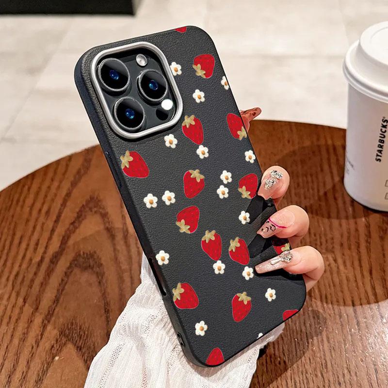 Для iPhone 17 16 15 14 13 12 11 Pro Max Air Case Клубника Маргаритка Сладкий Узор Чехол Для iPhone XS XR X 7 8 Plus 16E Мягкий Funda