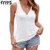 Women's Fashion Casual Summer Spring Solid Color Print Sleeveless V-Neck Blouses & Shirts