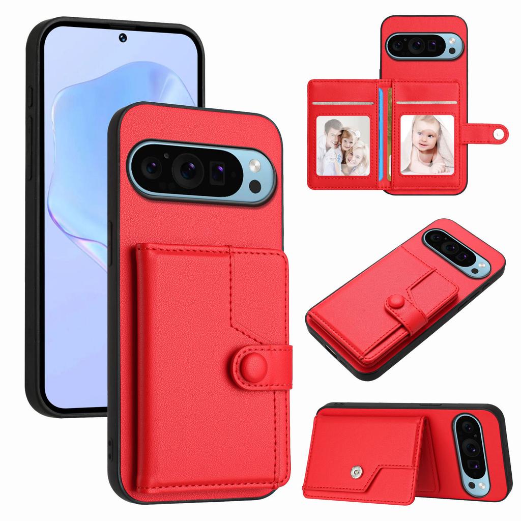 For Google Pixel 9 Case RFID Blocking Card Holder Kickstand TPU + PU Leather Phone Back Cover