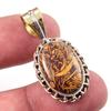 Natural Maryam Jasper 925 Solid Sterling Silver Gift TwoTone Pendant 1.25" A2f02