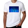 Neon Blue Enchated Forest Watercolor Painting Tshirt Functional Casual Short Sleeve Tee