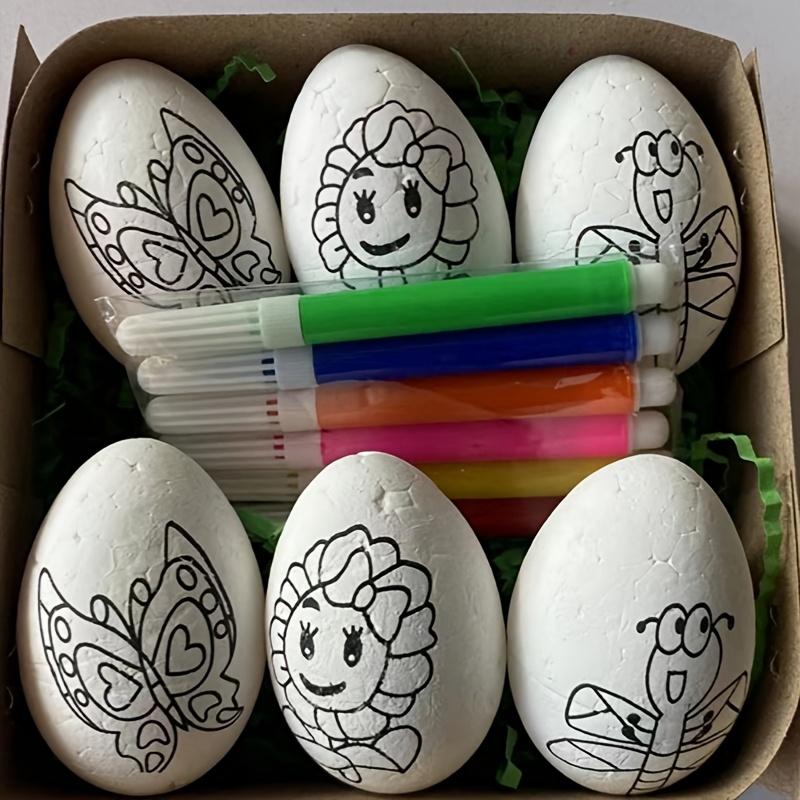 Набор из 6 расписанных вручную пасхальных яиц, сделай сам расписанные вручную пасхальные яйца с мультяшным кроликом и цветами-бабочками