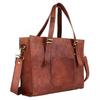 Handmade Brown Genuine Vintage Real Goat Leather Shoulder Tote Handbag Bag Purse