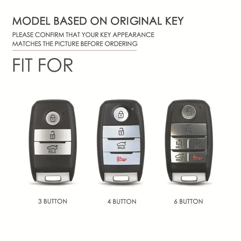 Leather Car Key Case Cover Holder Keychain Shell for Kia 3 4 6 Button Remote Key Fob Protector Holder Bag