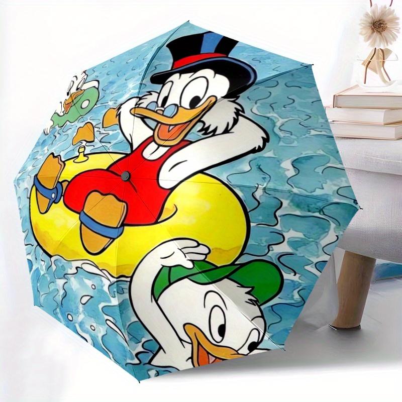 Disney Duck Family Automatic Opening and Closing Umbrella - Lightweight 3-Fold Design, Suitable for Fans, Travel, Daily Use - Official Produ