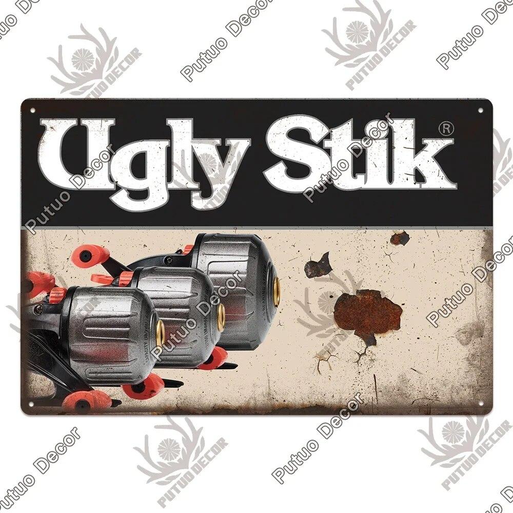 Putuo Decor Fishing Gear Retro Tin Sign Plaque Metal Plate Vintage Wall Art Poster Decoration for Tackle Shop Home Iron Painting