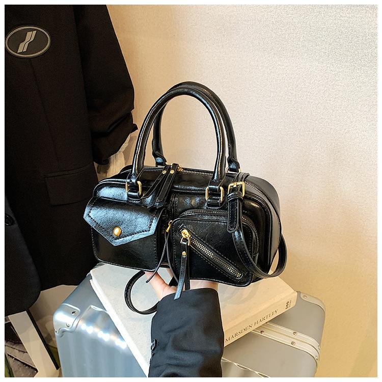 Винтажная маленькая сумка Maillard женская 2025 новая осенне-зимняя модная универсальная сумка-мессенджер для通勤, портативная сумка Boston