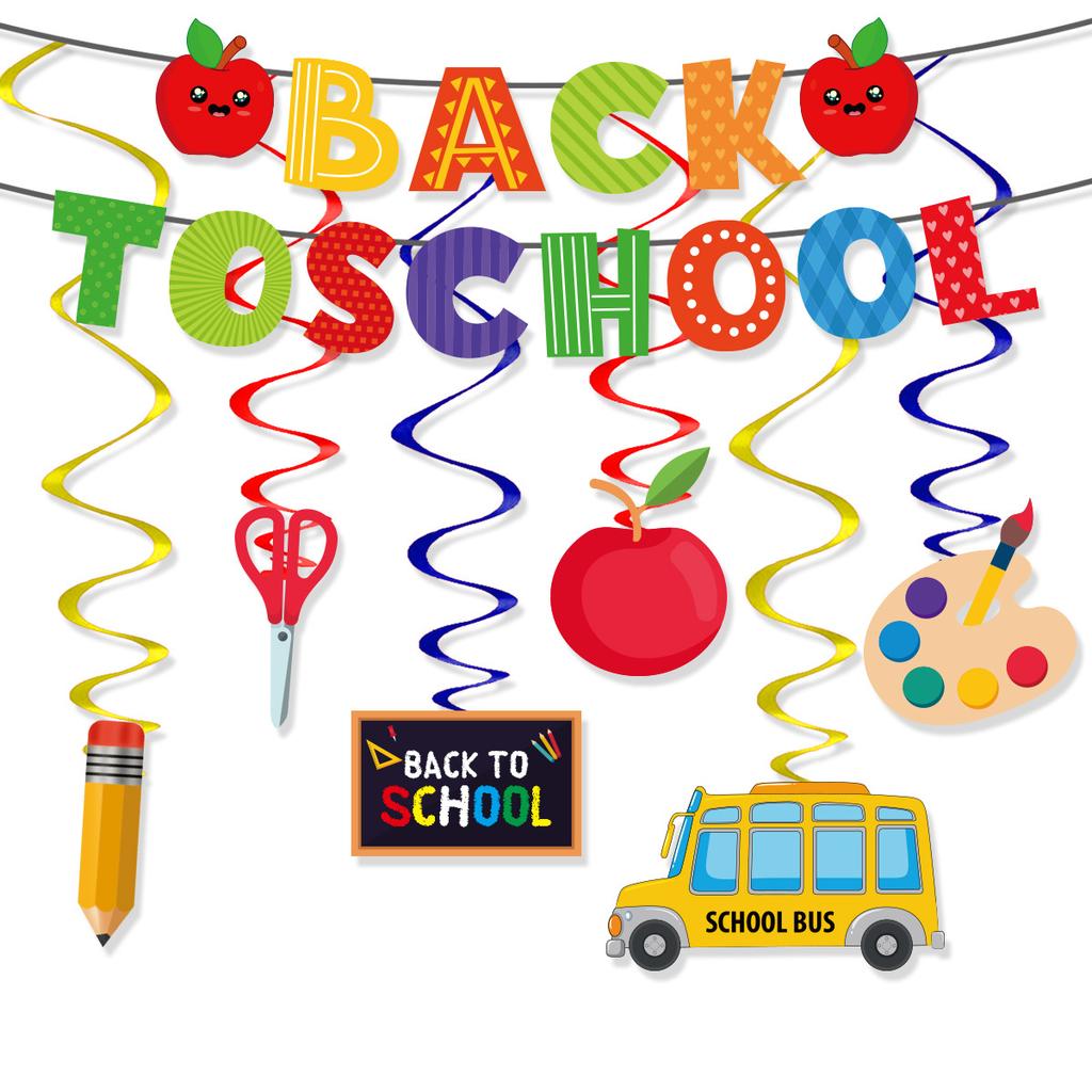 Школьный сезон Сезон возвращения в школу Флаг Лос-Анджелеса Цветок Лос-Анджелеса Яблоко Школьный автобус Карандаш Спиральная подвеска Кастомизация