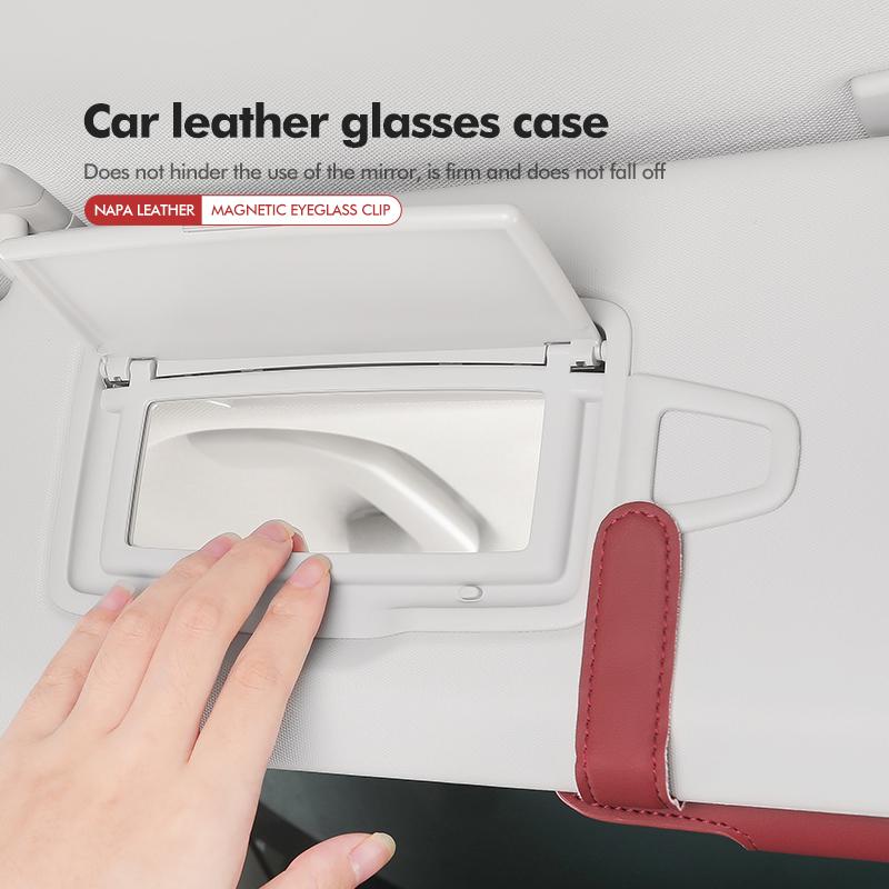For Opel Leather Car Glasses Organizer Visor Clip On Anti Scratch Protector Zafira Meriva Mokka Vivaro Vectra Antara Ampera MH8