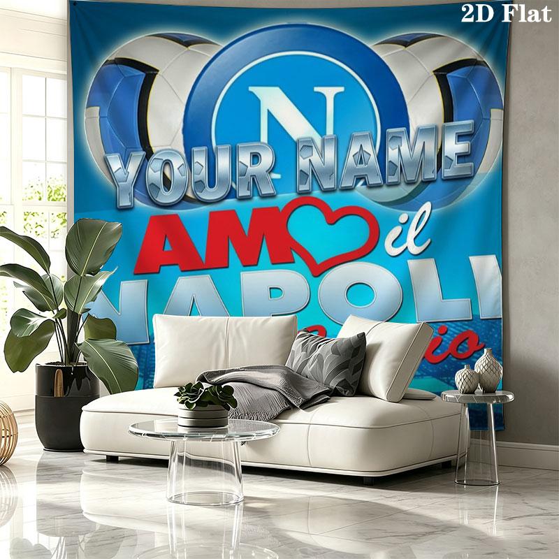 SSC Napoli Custom Name Wall Tapestry Aesthetic Wall Hanging Printed Fabric Blanket Decorative Tapestries for Bedroom Living Room Home Decor