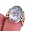 Natural Dendrite Opal Gemstone Two Tone 925 Sterling Silver Gift Ring S.6 V6v91