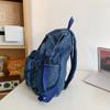 Solid Color Women Denim Backpack College Style Student Backpack Men Travel Bag