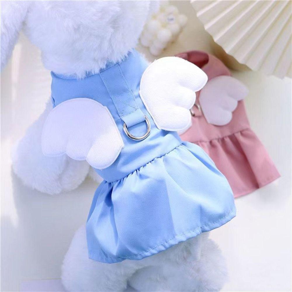 With Wings Pet Dog Angel Dress Breathable Pet Dress Skirt Yorkshire Puppy Dress Cat
