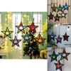 Beautiful European Vintage Iron Art Colorful Glass Wind Lantern Star Candle Holder For Home Decor