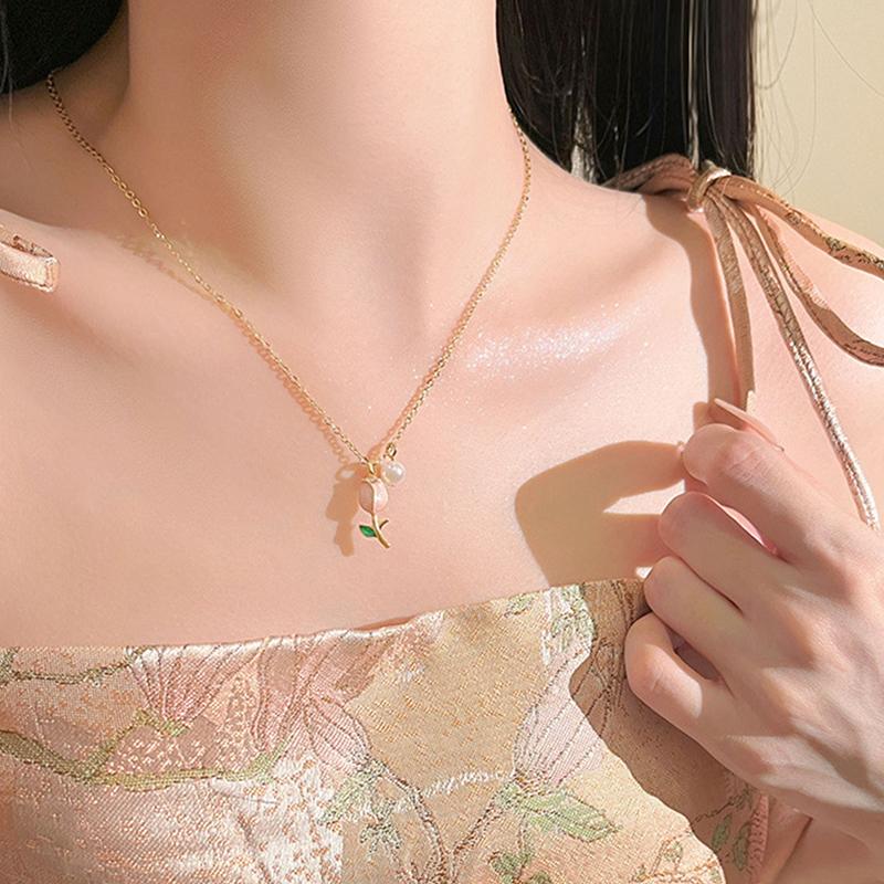 Уникальный дизайн, элегантное нежное жемчужное ожерелье с тюльпаном, легкая роскошная цепочка на ключицу для женщин, модные ювелирные изделия, подарок на вечеринку