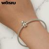 WOSTU 925 Sterling Silver Teddy Charm Beads for Bracelet DIY Jewelry